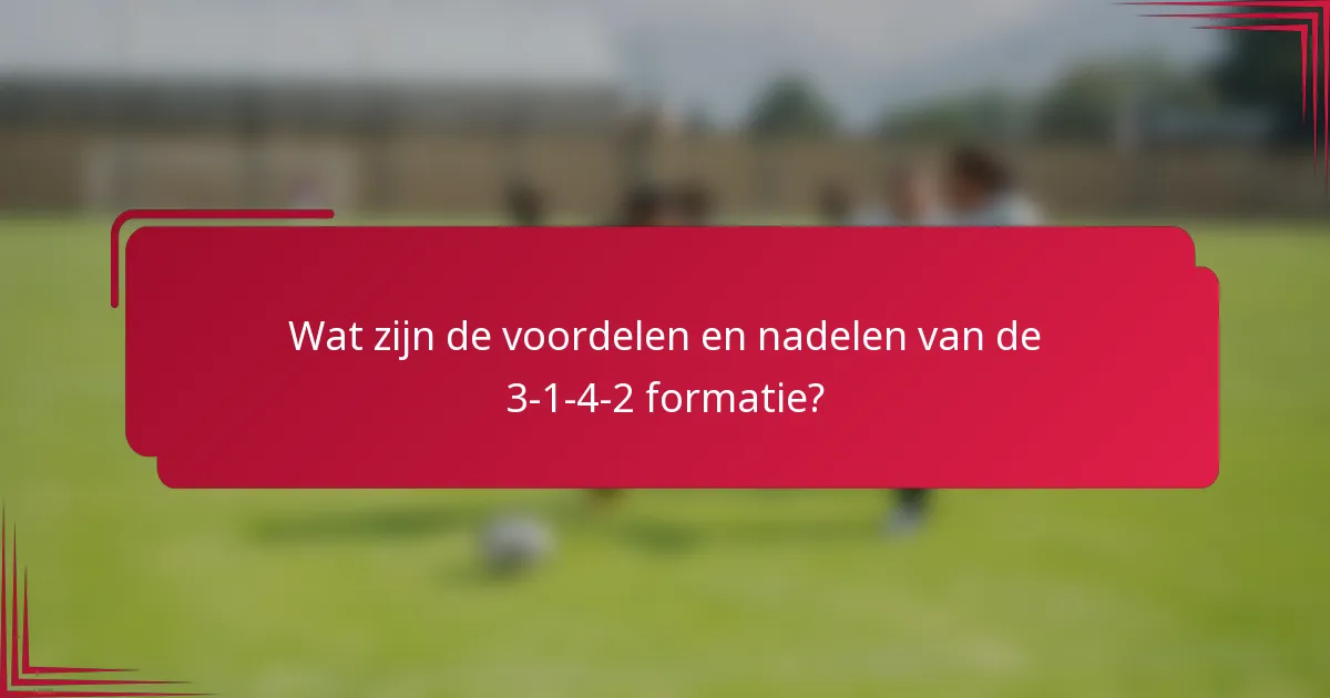Wat zijn de voordelen en nadelen van de 3-1-4-2 formatie?